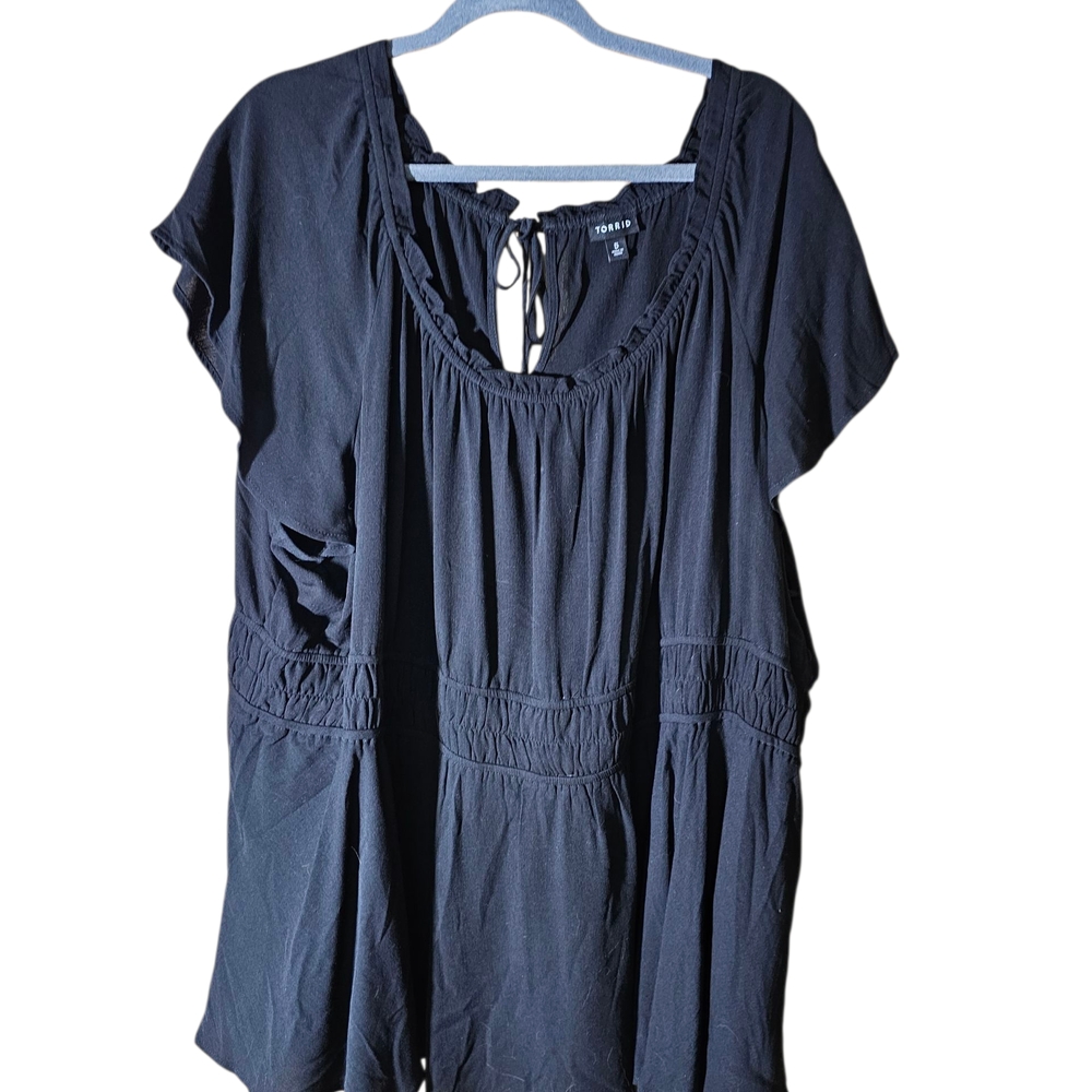 NWOT Torrid Black Blouse with Ruched Details